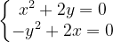 \dpi{120} \left\{\begin{matrix} x^{2}+2y=0\\ -y^{2}+2x=0\end{matrix}\right.